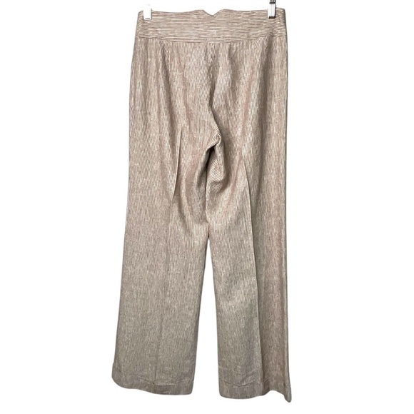 MARGARET M Linen Blend Pin Stripe Wide Leg Cuffed Trousers  MADE IN CANADA Sz 4 - Picture 3 of 9